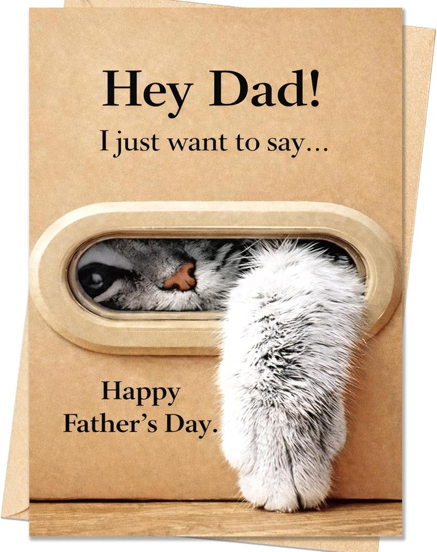 5 x Funny Fathers Day Card for Dad, Father's Day Cards Gifts Decorations from Daughter Son, Happy Fathers Day Card from Cat, Cute Cat Dad Father's Day Decorations Gifts