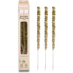 Mossify 16" Thin Bendable Moss Poles  3-Pack | Flexible Plant Support Stakes for Climbing Plants, Vines, Monstera & Pothos | Natural Coconut Fiber Moss Stick for Indoor & Outdoor Use