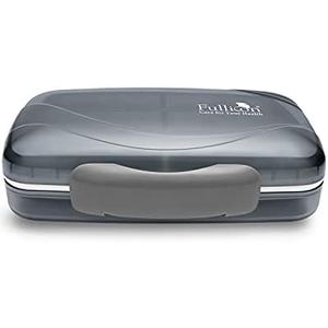 Travel Pill Organizer Large Portable Moisture Proof Vitamin Case, Fullicon Oversize 8 Compartment Pill Box, Pill Holder - Airtight & Moistureproof – Grey