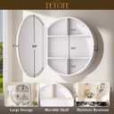 TETOTE Bathroom Mirror Cabinet 28 x 28 White Round Bathroom Medicine Cabinet with Mirror Adjustable Shelves Farmhouse Wall Mirror with Storage Surface Mounted