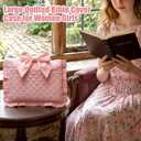 Honoson Quilted Bow Bible Sleeve Cover Case Padded Protector Washable Bible Bag Pouch Christian Gift for Women Girls Book Lover Gifts(Pink Gingham)