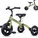 YGJT 3 in 1 Tricycle for Toddlers Age 25 Years Old, Folding Kids Balance Bike with Adjustable Seat and Removable Pedal, Toddler Bike Rideon Toys for Infant, Gifts for Baby Boys Girls(Army Green)