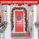 2 Pcs Candy Cane Christmas Doormat 24'' x 51'' Red White Buffalo Plaid Outdoor Rug and 18'' x 28'' Candy Cane Coir Doormat Welcome Mat Non Slip Floor Mat for Outside Entrance Front Porch