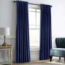 Dreaming Casa Royal Blue Velvet Room Darkening Curtains for Living Room Thermal Insulated Rod Pocket Back Tab Window Curtain for Bedroom 2 Panels 52" W x 84" L