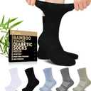Diabetic Crew Socks for Men Women,Bamboo Viscose Non-Binding Loose Top Wide Socks with Seamless Toe 9-12 10-13, Size Large