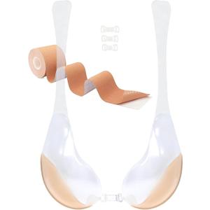 Sticky Bra Pushup Plus Size - Clear Strapless Bra Large Breast Adhesive Invisible Backless Bras for Dress Boob Lift Tape, Size D