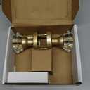 Asidrama 1 Pack Passage Gold Crystal Door Knob with Lock, Brush Gold Glass Door Knobs Interior for Bedroom or Bathroom, Heavy Duty Door Handle for Left Right Sided Doors