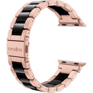 Wearlizer Compatible with Apple Watch Bands 38/40/41/42mm Womens Wristband for iWatch SE Stainless Steel Black Resin Stylish Metal Replacement for iWatch Series 11 10 9 8 7 6 5 4 3 SE/Ultra 3 2 1