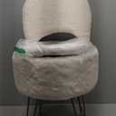 GREENSTELL Vanity Stool Chair with Storage and Folding Back, 15.7" x 15.7" x 19.5" Faux Fur Soft Ottoman for Adults, 4 Metal Legs with Anti-Slip Feet, Furry Padded Seat for Makeup, Bedroom, White