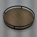 Defined Deco 12in Decorative Tray-Round Serving Tray with Metal Handle-Decorative Trays for Home Decor,Living Room Decor,Coffee Table Decor,Rustic Wooden Tray for Kitchen Table Decor,Dining Table. (Brown)