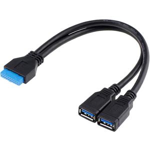 chenyang USB 3.0 Front Panel Header 19/20Pin 1 Male to 2 USB 3.0 Female Y Splitter Mainboard Header Port Extension Cable Adapter 20CM