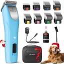 Professional Dog Clippers for Grooming - 2 Speed Pet Grooming Kit for Thick Curly Matted Coats - Low Noise Heavy Duty Cordless Hair Trimmer with Detachable Metal Blade for Animal/Pet/Horse (Blue)
