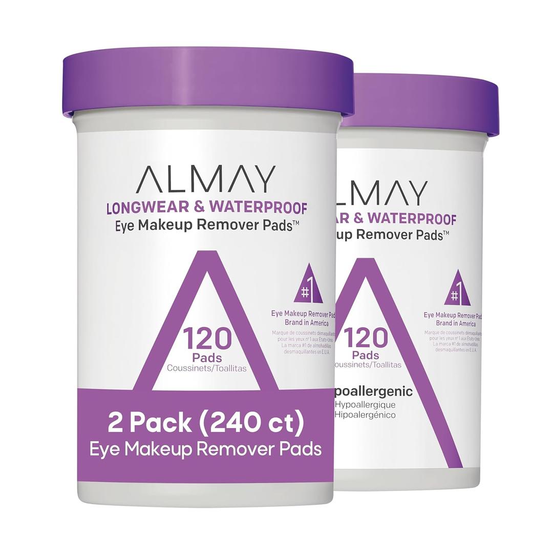 Almay Makeup Remover Pads, Longwear & Waterproof, Hypoallergenic, Fragrance-Free, Dermatologist & Ophthalmologist Tested, 2 pack