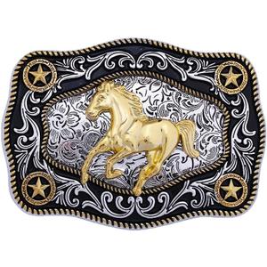 Western Cowboy Belt Buckle with Animal Pattern for Men & Women (Gold)