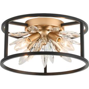 Close to Ceiling Lights - Crystal Ceiling Light Fixture 12-inch Flush Mount Ceiling Lights - E12 Hallway Light - Black and Gold Frame, C1879-R