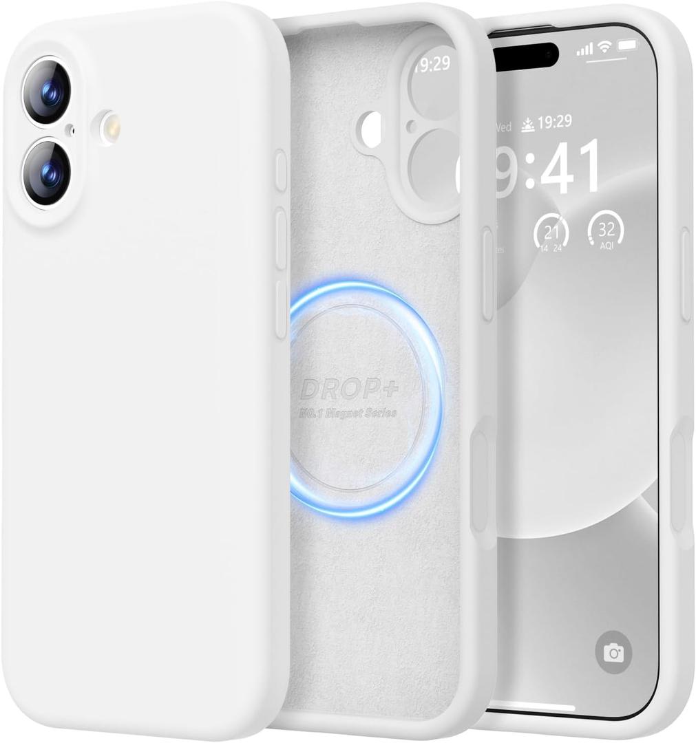 LOVE 3000 Designed for iPhone 17 Case, Premium Silicone [Compatible with Magsafe][Soft Anti-Scratch Microfiber Lining] Shockproof Protective Phone Case for Men Women 6.3", White