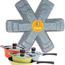 SAVUK Pot and Pan Protectors Set of 3 and 3 Different Sizes Separators Pad Pot Dividers Anti-Slip Pad for Stacking and Protecting Cookware Avoid Scratching (10" 12.5" 15") (Grey) (Gray)