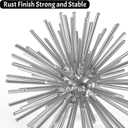 Silver Sphere Decor, Metal Starburst Tabletop Sculpture Decor, Mid-Century Modern Metal Starburst Centerpiece, Spike Ball Decoration for Home, Coffee Table Decor