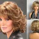 Blonde Synthetic Pixie Cut Wigs with Bangs, Short Glueless Heat-Resistant Fiber Wig for White Women, Daily Life Use