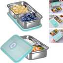 2 Pack Stainless Steel Snack Containers, Reusable Grab and Go Snack Containers, Food Storage Containers Double Compartment with Lids for Snack Lunch