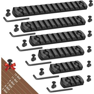 Single Picatinny Aluminum Accessory Rail Set 3 5 7 9 11 13 Slots with 13 T-Nuts & Screws, 6 Wrench-Rounded Corner