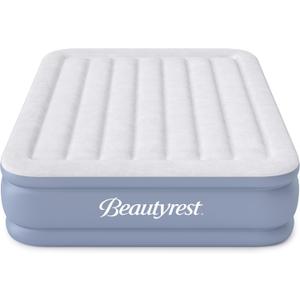 Beautyrest Hi-Loft Full Size Air Mattress with Vertical Beam Construction, Edge Support, External Pump and Puncture Resistant Vinyl for Guests and Camping