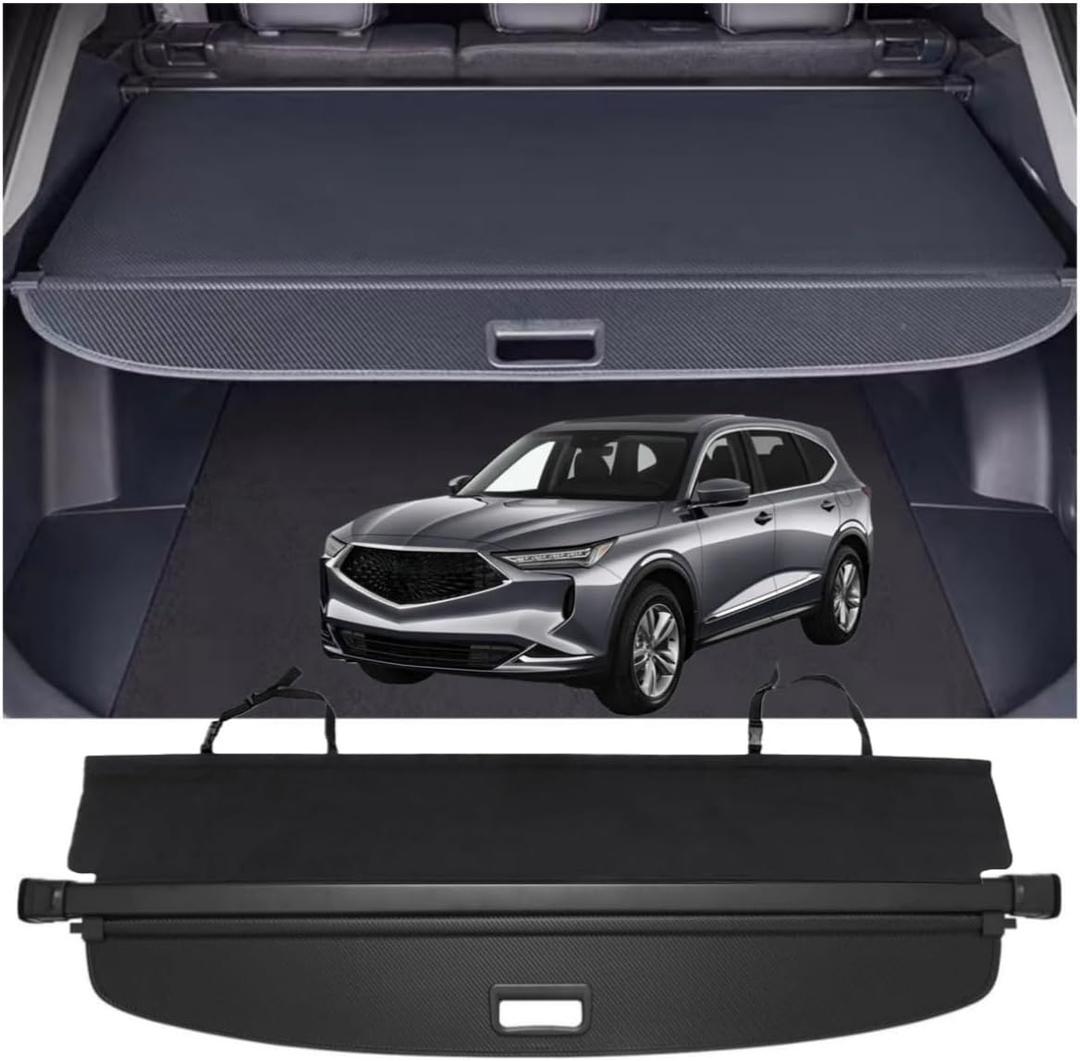 Retractable Cargo Cover Compatible with Acura MDX 2022-2026 Base/SH-AWD/SH-AWD A-Spec/Type Trunk Shielding Security Shade Privacy Screen Tonneau Luggage Cargo (Carbon Fiber Texture)