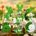 BrilliantJo Spring Decoration Figurines Decor Gift for Women Cute Moss Bunny Large Rabbit Kit Holding Flowers Set of 3(10") Green Desk Mother's Day Holiday Birthday for Home Office Garden