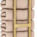 STWWO Bathroom Towel Storage Rack for Bathroom, 30 inch Towel Racks Wall Mounted with Shelf Can Holds 6 Large Towels, Wall Towel Rack for Rolled Towels, Gold