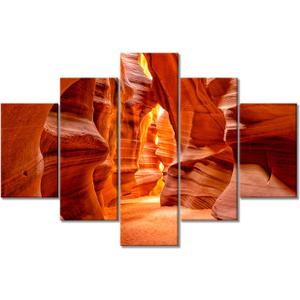TUMOVO 5 Pieces Canvas Wall Art Antelope Canyon Wall Painting American Modern Artwork Pictures Arizona Home Decorations for Living Room and Bathroom Framed Stretched Ready to Hang (60''Wx 40''H)