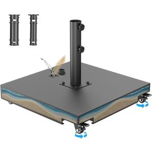 Metal Umbrella Base with Wheels, Max 200lbs Weight Capacity Patio Umbrella Stand, Built in Large Capacity Kettle, Heavy Duty Umbrella Stand Outdoor Base for Patio, Deck, Poolside and Lawn