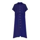 Taylonsss Womens Summer Casual Short Sleeve Lapel Collar Button Front Striped Print Midi Dress Resort Vacation Outfit
 XL Women