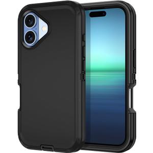 I-HONVA for iPhone 17 Case Shockproof Dust/Drop Proof 3-Layer Full Body Protection [Without Screen Protector] Rugged Heavy Duty Cover Case for Apple iPhone 17 6.3" 2025,Black