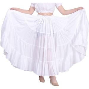 Wevez® Women's Plus Size Gypsy 25 Yard Long Flowy Solid Color Renaissance fair Skirt (0X-3X, White) Wevez® Women's Plus Size Gypsy 25 Yard Long Flowy Solid Color Renaissance fair Skirt (0X-3X, White)