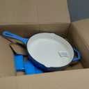 Bruntmor Pre-Seasoned Cast Iron Frying Pan Set - 8, 10, 12 Inch Blue Enamel Nonstick Skillets with Tempered Glass Lid - Oven Safe Egg and Grill Pan Set for Cooking, Searing, and Frying