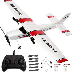 RC Plane Remote Control Airplane - PLRB Toys 2.4Ghz 2 Channels DIY RC Airplane Radio Control Cessna 182 Aircraft EPP Foam Glider Toys (Two Batteries)