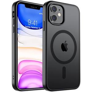 SUPFINE Magnetic for iPhone 11 Phone Case(Compatible with MagSafe)(Military Grade Drop Protection) Translucent Matte Shockproof Phone Cover,Black