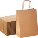 YEEHAW Brown Paper Bags with Handles Bulk 8"x4.5"x10.8" 100Pcs Gift Kraft Bags Medium Size, Brown Craft with Handles, Gifts Bag Bulk, Suitable for Retail, Party, Shopping, Merchandise