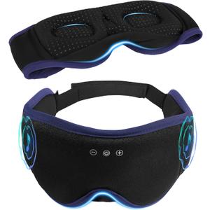 LC-dolida Sleep Mask with Headphones Bluetooth 5.4, 3D Sleeping Headphones for Side Sleepers Bluetooth Sleep Mask Blackout Bluetooth Eye Mask for Sleeping Travel Meditation Men Women