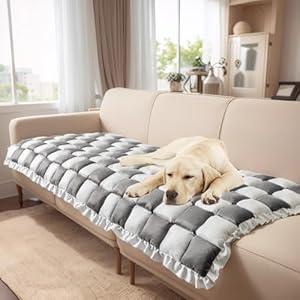 TOPCHANCES Dog Couch Cover Protector, Thickened Non-Slip Washable Plaid Sofa Pads for Couch, Pet Sofa Couch Cover Furniture Covers for Camping, Car, Floor&Bed, All-Season, (28x60in)