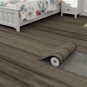 Oxdigi Vinyl Flooring Roll Peel and Stick -15.7” x 82”| Removable Self-Adhesive Wear-Resistant Vinyl Floor Tiles Wood Plank |Waterproof for Bathroom, Kitchen... | Deep Gray Brown