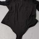 REORIA Women's Sexy Long Sleeve Square Neck Bodysuit Mesh Double Lined Going Out Tops 2025 (Black Onyx, XL)