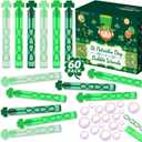 60 Pack St. Patrick's Day Bubble Wands, Mini Shamrock Bubble Toys for Kids Boys Girls St.Patrick's Day Party Favors Classroom Prizes Gift Exchange Goodie Bag Fillers