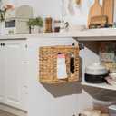 StorageWorks Garbage Bag Dispenser with Lid, Wall Mount Water Hyacinth Plastic Bag Holder for Kitchen, Cabinet, Countertop, 2 Slots