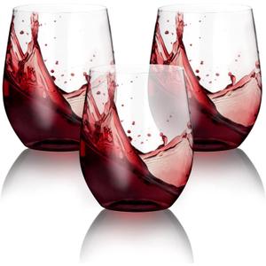 SUT Clear Disposable Wine Glasses Stemless, 12oz Unbreakable Cups 32 Pack, Shatterproof, Recyclable, Heavy Duty Plastic Wine Glasses for Parties Disposable