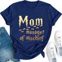 Funny Mom Shirt Women Mom Manager Shirt Magical Mama Shirt Mothers Day Short Sleeve Tee Tops Blue (XL)
