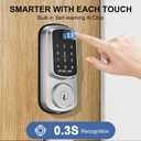Keyless Entry Door Lock Deadbolt with Handle Set, Smart Front Door Lock Set, Keyless Entry Keypad Deadbolt, Electronic Keypad Deadbolt Lock with Alexa (Silver)