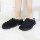 Women's Platform Slippers Winter Mini Boots Anti-Slip Suede Slip on Women Sneakers Fur Lined House Slippers for Indoor Outdoor (6, Flat Black)