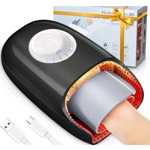 Hand Massager with Heat and Compression, Hand Massage for Arthritis and Carpal Tunnel Relief, 6 Modes Pressure Point Therapy, Blowing Wrist Massager, Finger & Palm Kneading, Gifts for Mom Dad