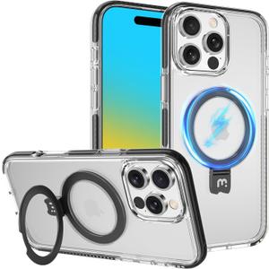 M MYBAT PRO iPhone 16 Pro Max Case [Compatible with Magsafe]/w Magnetic Ring Stand,Lure Series Transparent iPhone 16 Pro Max Bumper Case, Military Shockproof Sturdy Protective Phone Cover 6.9" (iPhone 16 Pro Max, Black)
